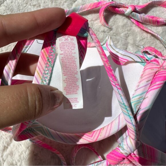 Victoria's Secret | Pink Chevron Striped Pushup Bikini Top | Size 36C - Picture 7 of 7